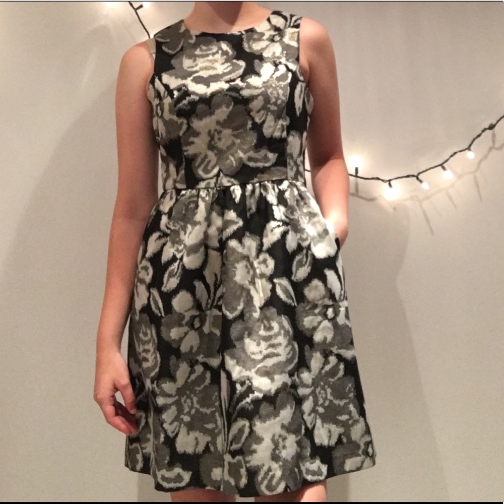 Anthropologie Tabitha Shimmery Flora Neutral Dress